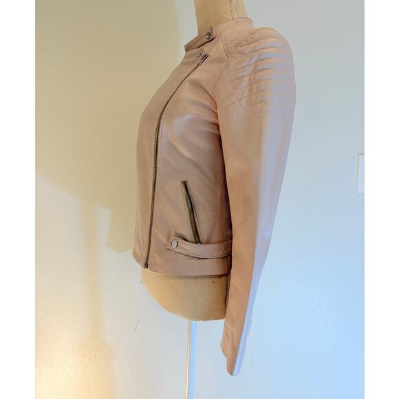 DAKOTA COLLECTIVE Jacket 100% Leather Soft Pink Moto Zip Designer | SMALL - Picture 6 of 8